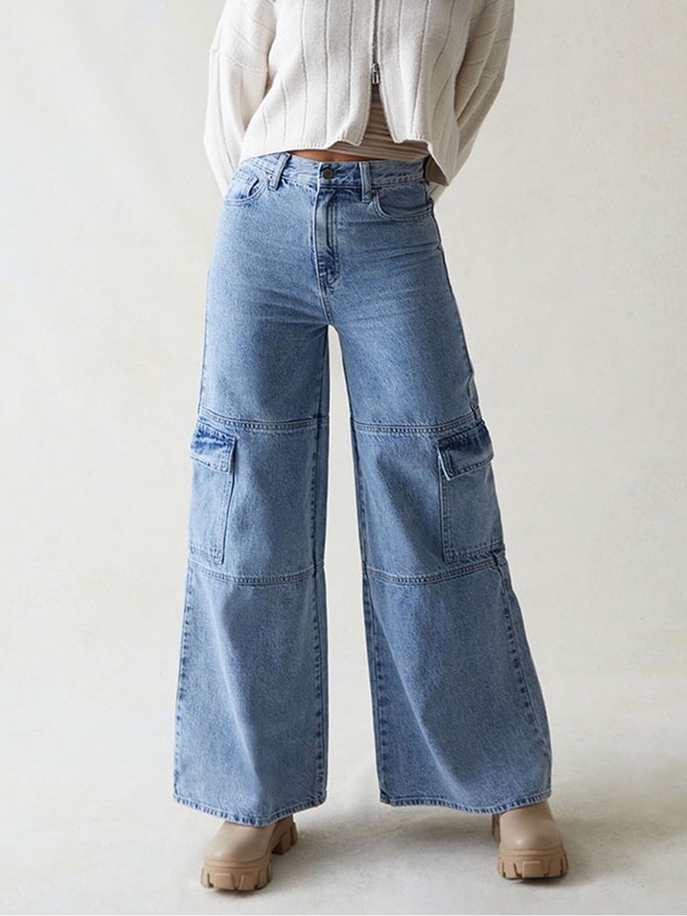 Pacsun Light Indigo Extreme Wide Leg Cargo Jeans - 90s / Y2K
